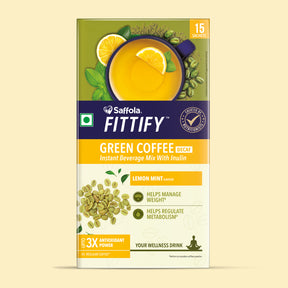 Saffola Fittify Green Coffee - Lemon Mint  - 15 Sachets - 30g