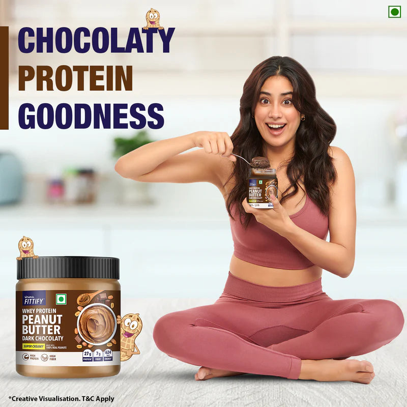 Saffola Fittify Whey Protein - Dark Chocolaty - Peanut Butter – Super Creamy – 340 gm (Pack of 2)