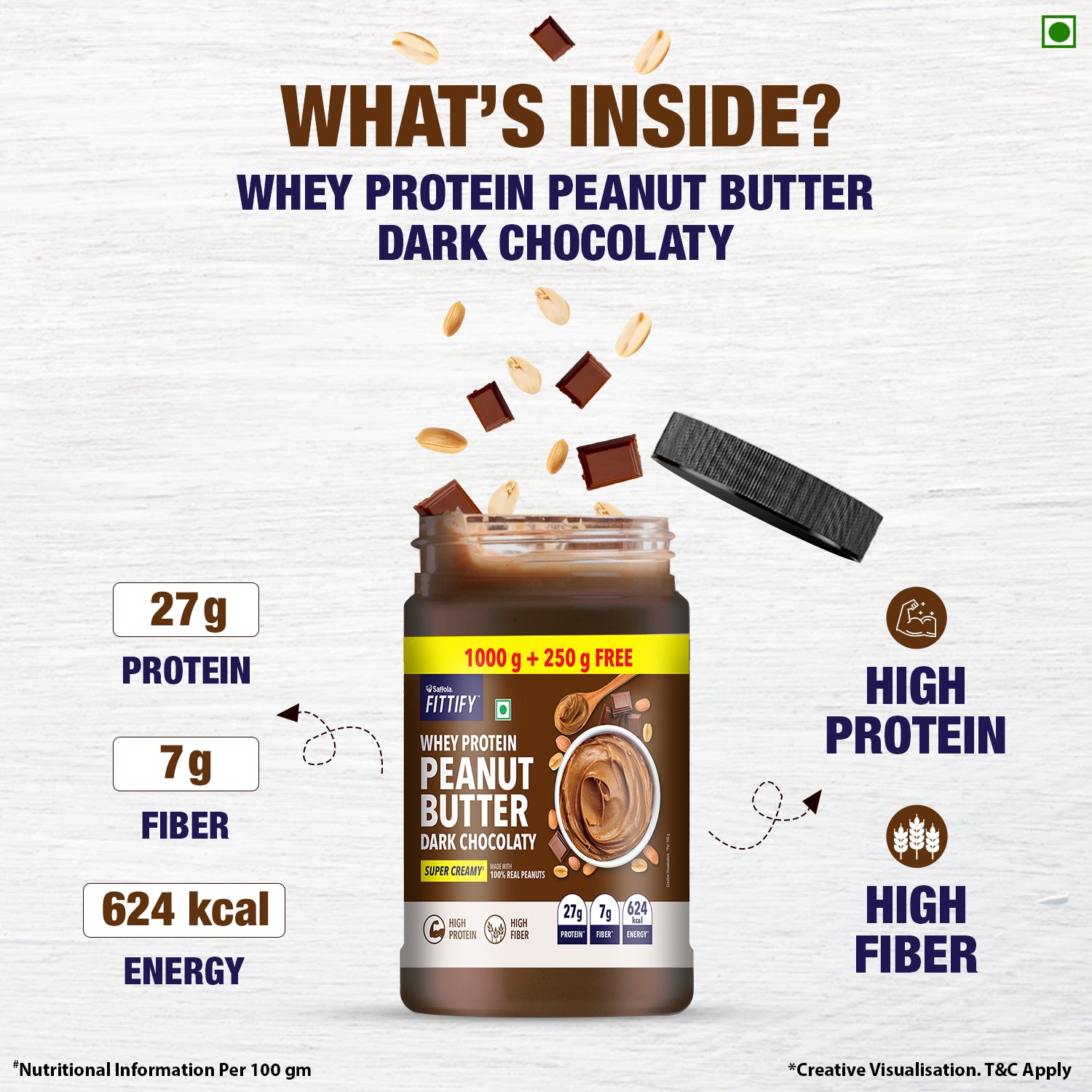Saffola FITTIFY Whey Protein Peanut Butter Dark Chocolaty
