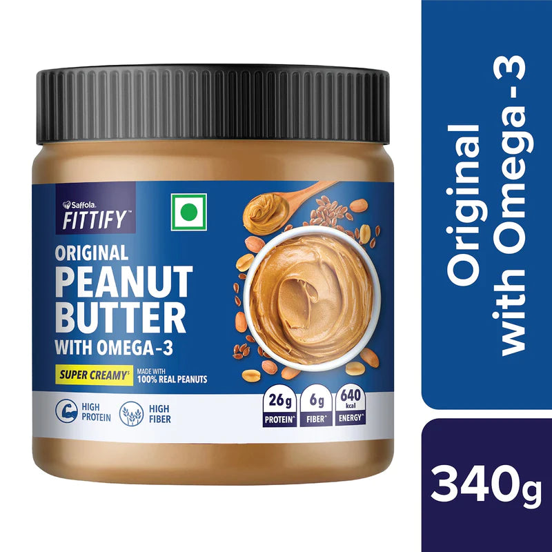 Saffola Fittify Original - Omega 3 - Peanut Butter – Super Creamy – 340gm (Pack fo 2)