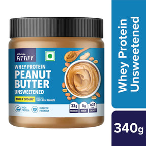 Saffola Fittify Whey Protein - Unsweetened - Peanut Butter – Super Creamy – 340 gm (Pack of 2)