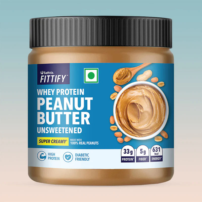 Saffola Fittify Whey Protein - Unsweetened - Peanut Butter – Super Creamy – 340 gm (Pack of 2)