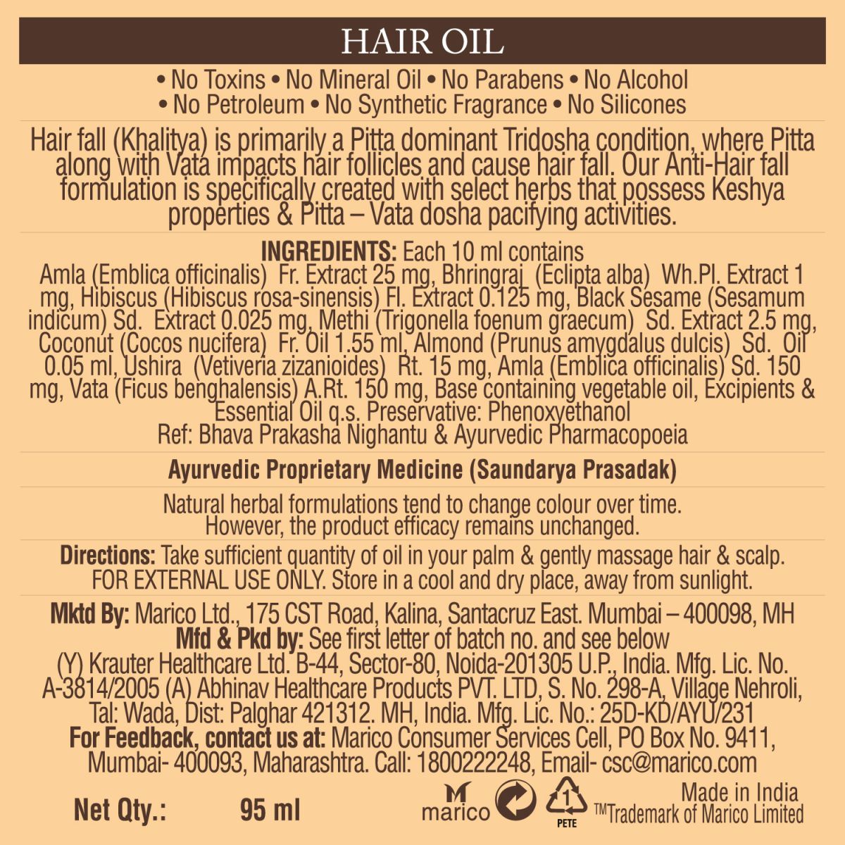 [CRED] Ayurvedic Hair Oil – Hair Fall Control | 95ml