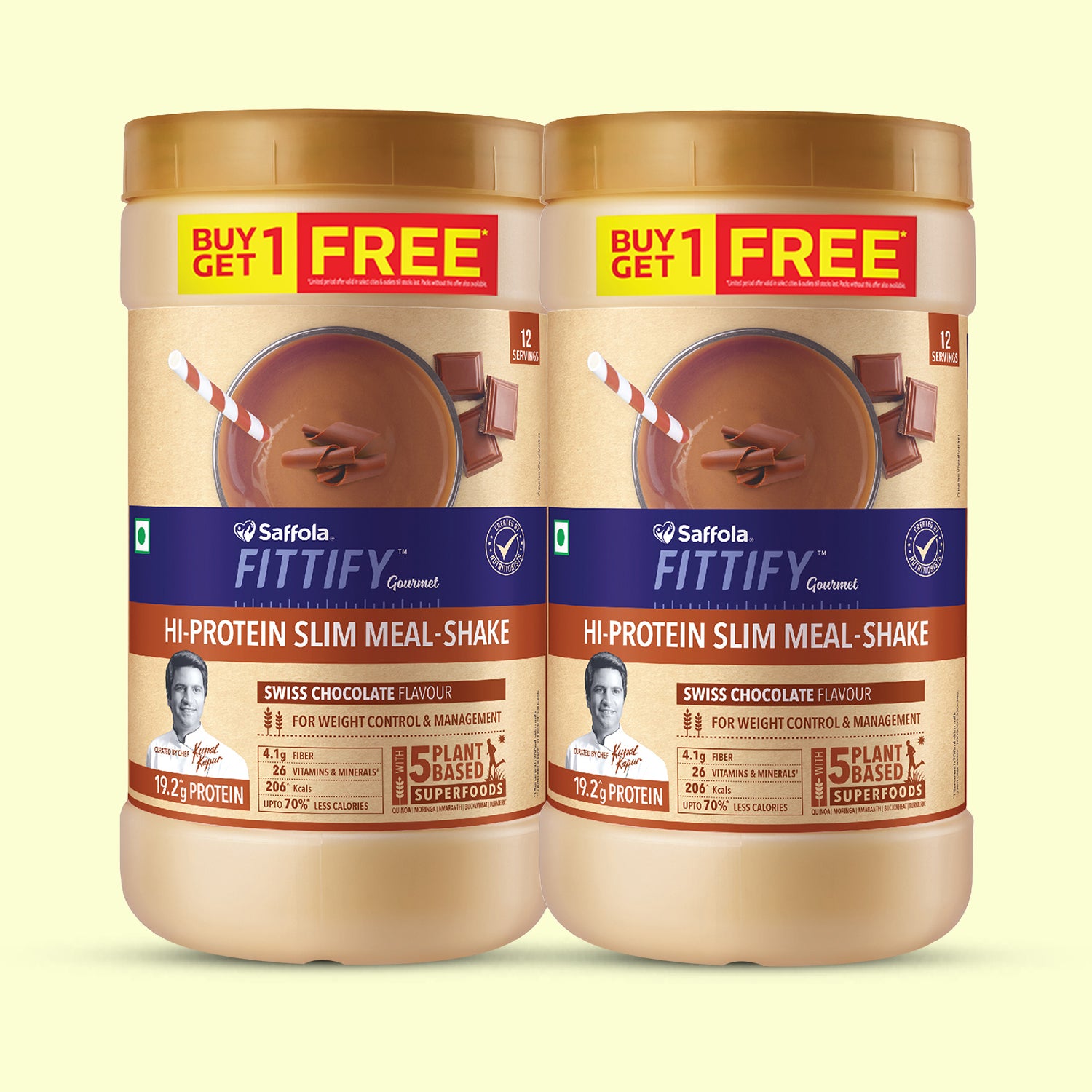 Saffola Fittify Hi-Protein Slim Meal Shake - Swiss Chocolate - BOGO - 840g
