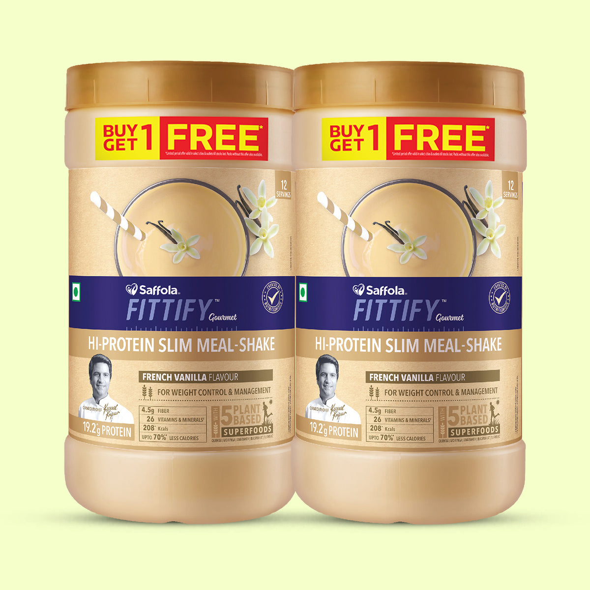 [SALE] Saffola Fittify Hi-Protein Slim Meal Shake - French Vanilla - BOGO - 840g
