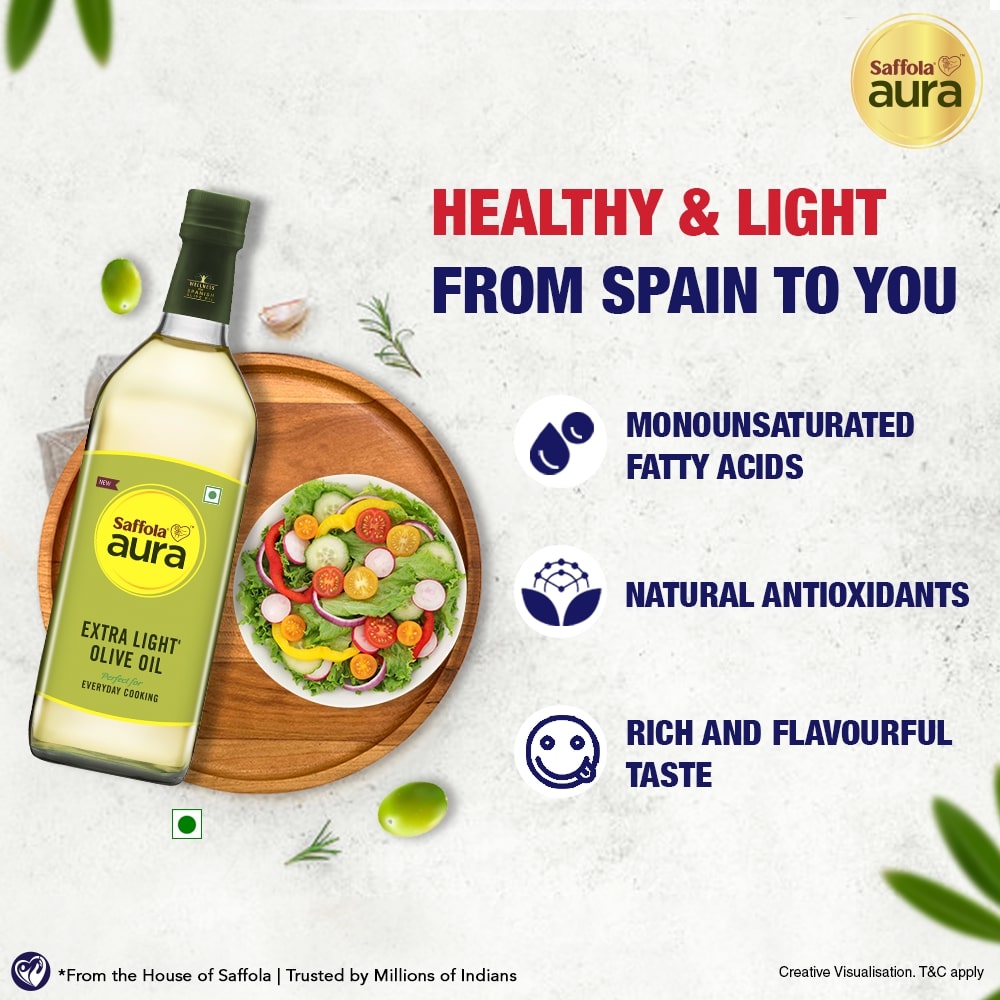 Saffola Aura Extra Light Olive Oil - 1L
