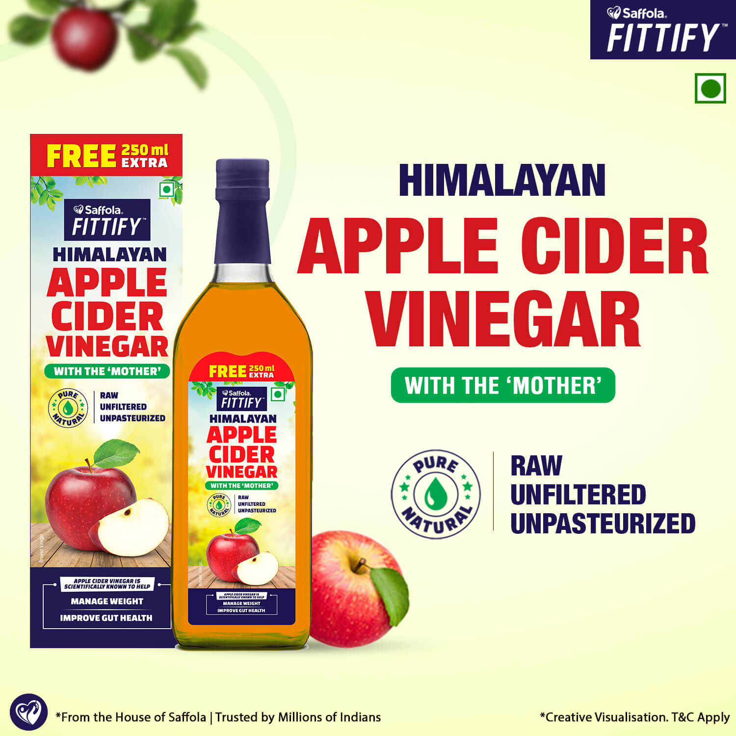 [SALE] Saffola Fittify Apple Cider Vinegar with The Mother -1000ml
