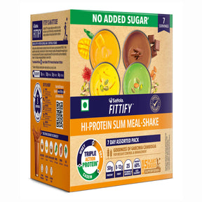 Saffola Fittify Hi-Protein Meal Replacement Shake - Assorted Pack +  Premium Plastic Shaker - 700ml