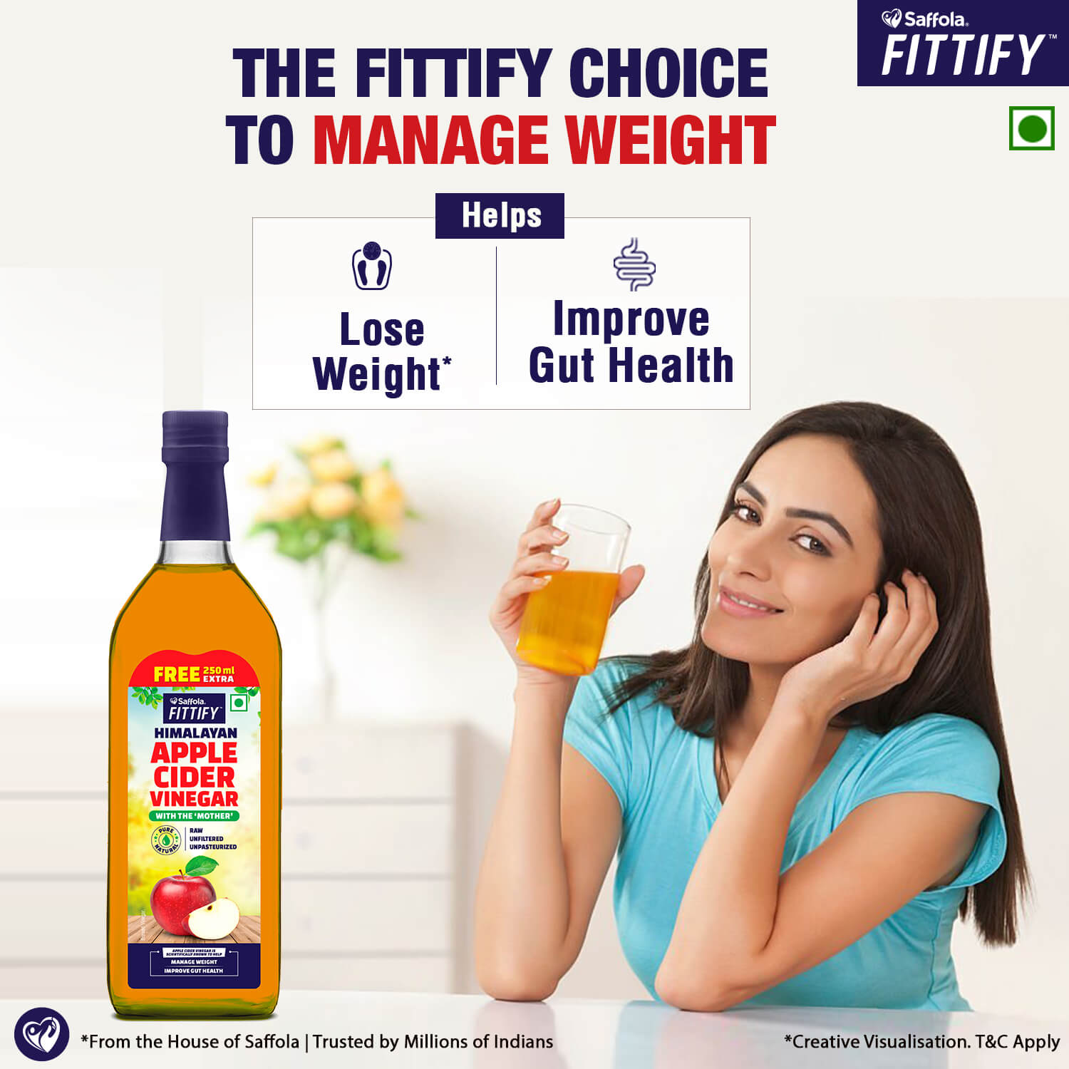 [CRED] Saffola Fittify Apple Cider Vinegar with The Mother -1000ml