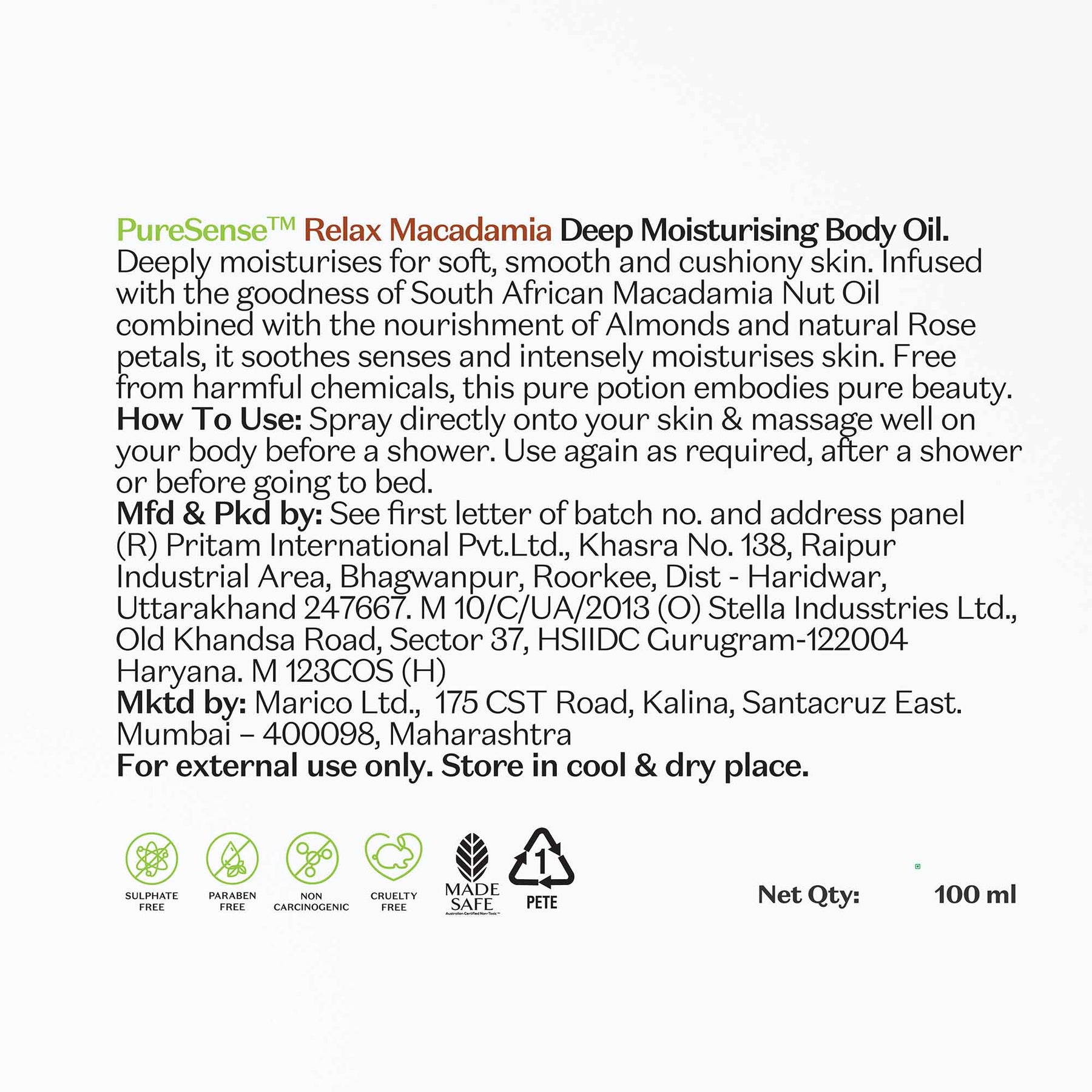 [CRED] Relaxing Macadamia Deep Moisturising Body Oil - 100 ml