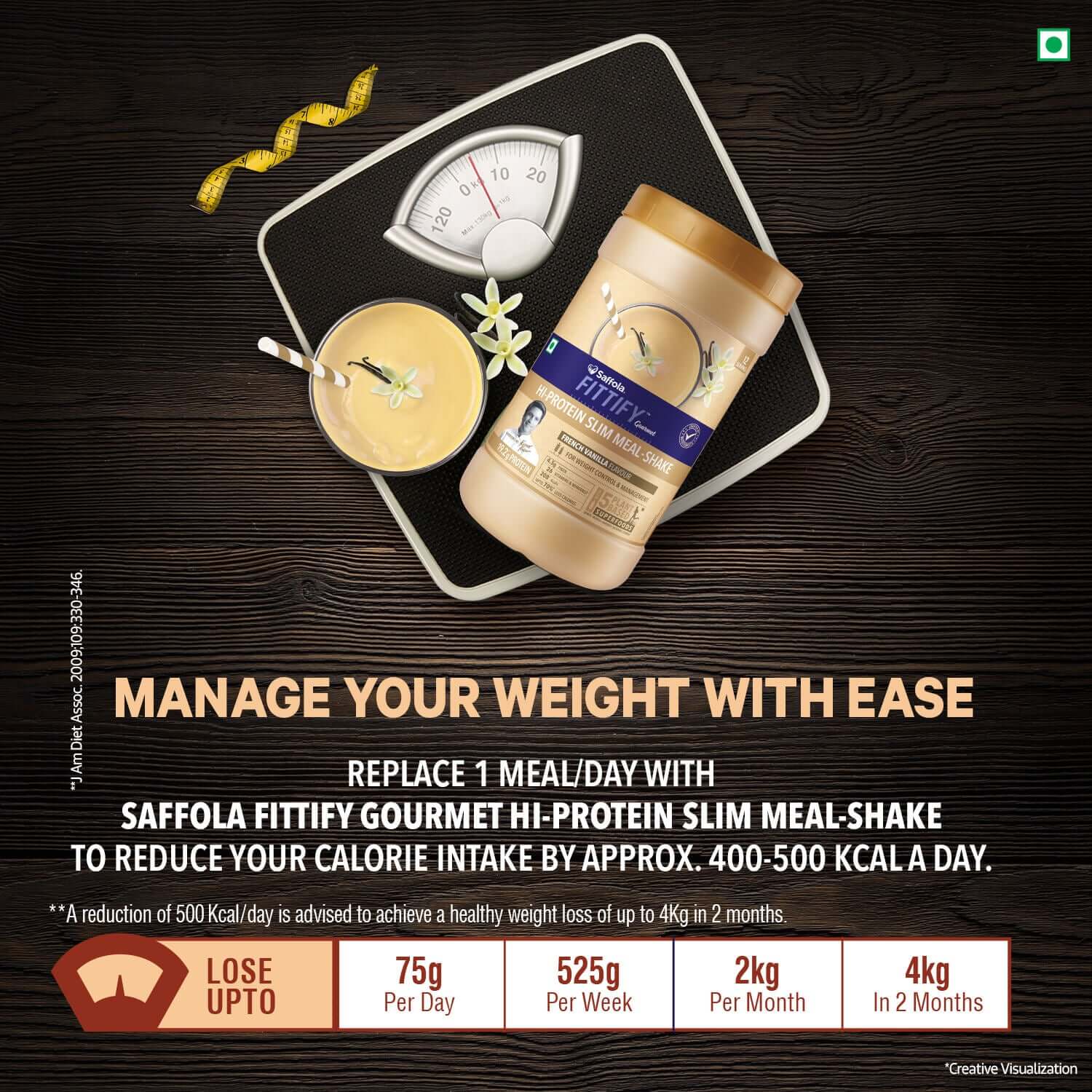 [SALE] Saffola Fittify Hi-Protein Slim Meal Shake - French Vanilla 420g + Plastic Shaker 700ml