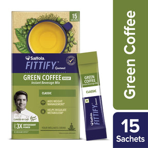 Saffola Fittify Green Coffee - Classic + Lemon Mint + Classic Strong Combo - Pack of 3