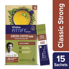 Saffola Fittify Green Coffee - Classic + Lemon Mint + Classic Strong Combo - Pack of 3