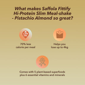 Saffola Fittify Hi-Protein Slim Meal Shake - Pistachio Almond - Pack of 1 - 420g