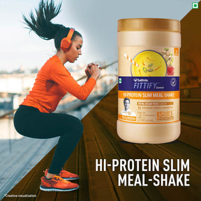 Saffola Fittify Hi-Protein Slim Meal Shake Royal Kesar Pista BOGO + Metal Black Shaker 700ml Combo