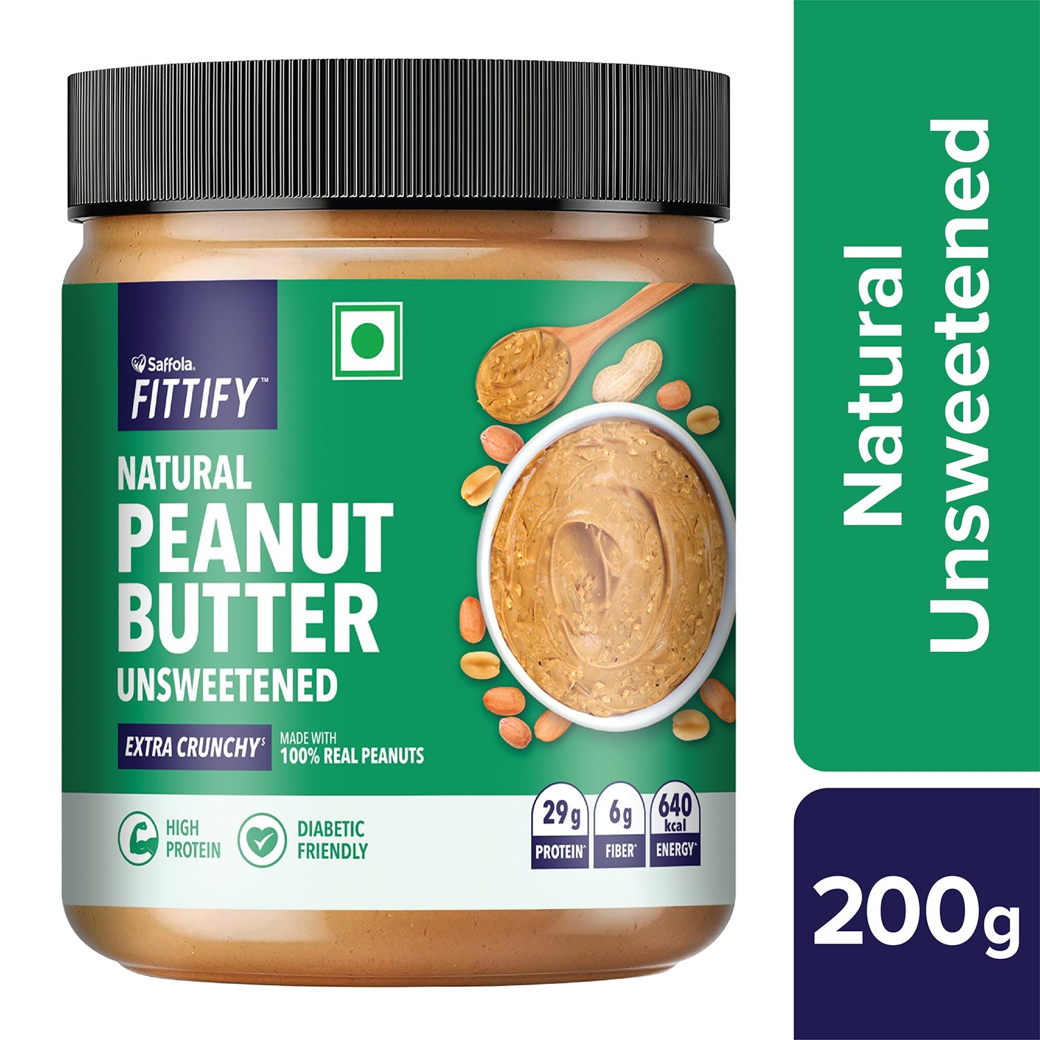 [SALE] Saffola Fittify Natural Peanut Butter Unsweetened Extra Crunchy 200g