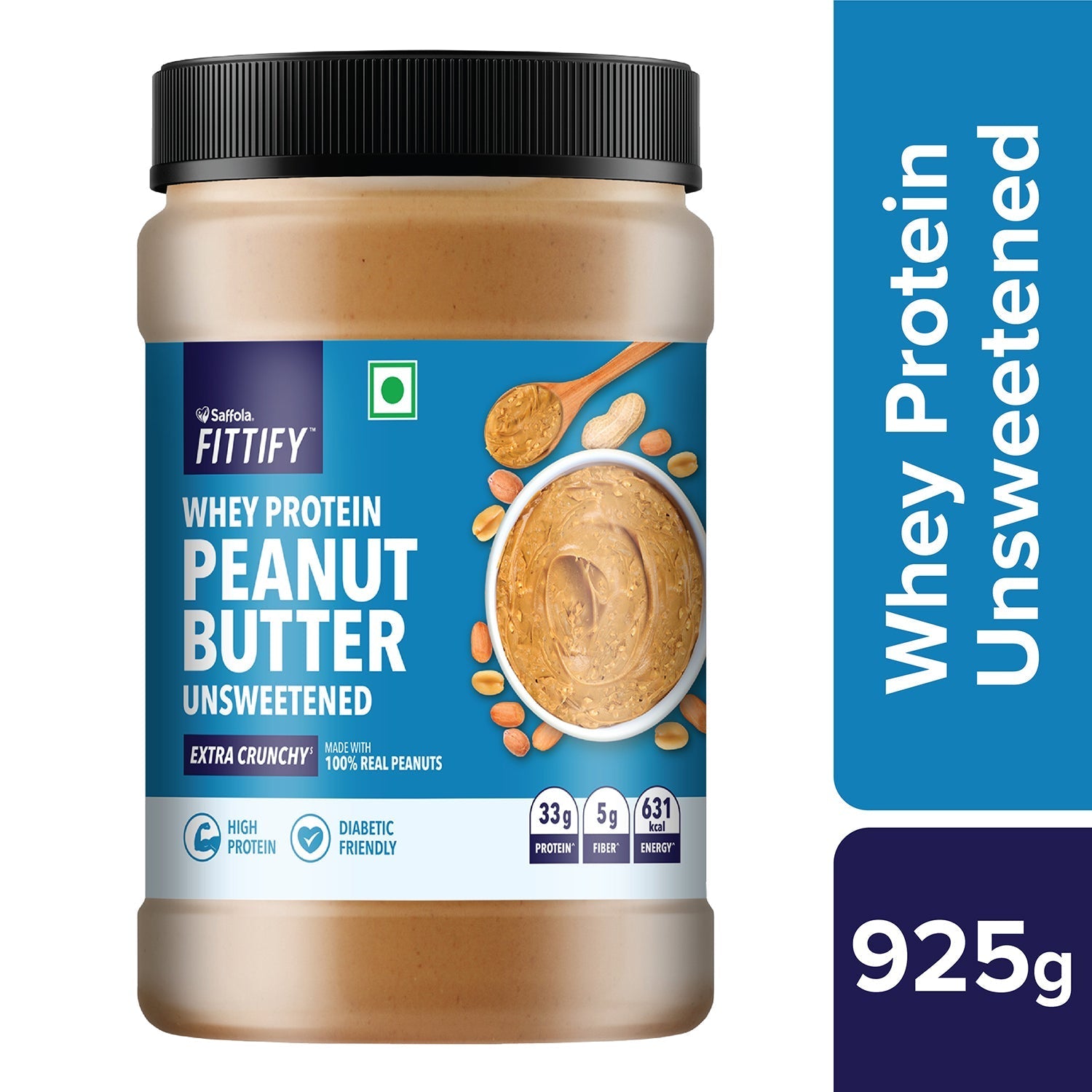 Saffola Fittify Whey Protein - Unsweetened - Peanut Butter (Pack of 2)