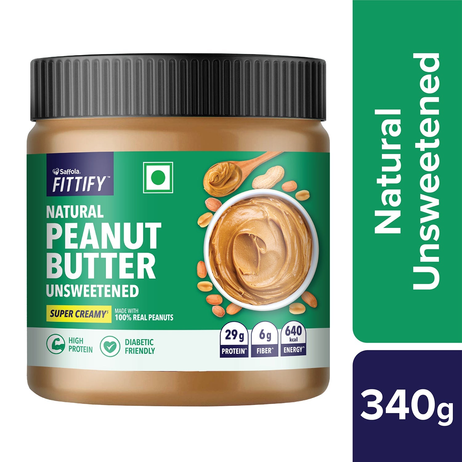 [SALE] Saffola Fittify Natural Peanut Butter Unsweetened Super Creamy 340g