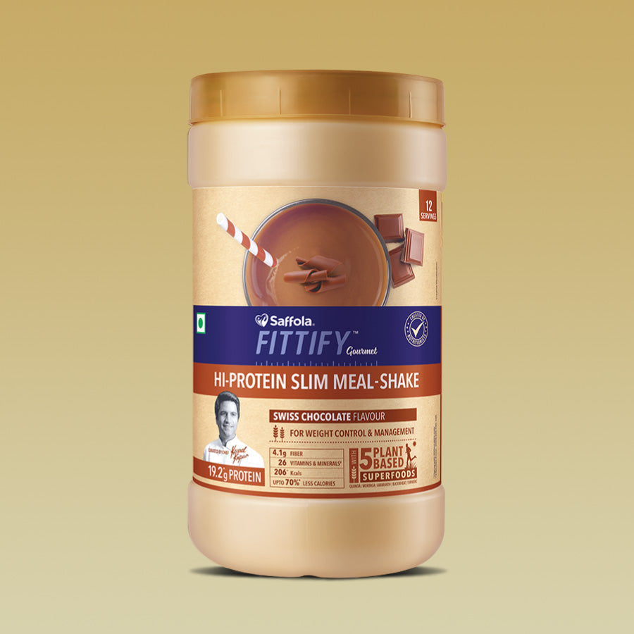 [CRED] Saffola Fittify Hi-Protein Slim Meal Shake - Swiss Chocolate - 420g +  Cappuccino Coffee - 420g