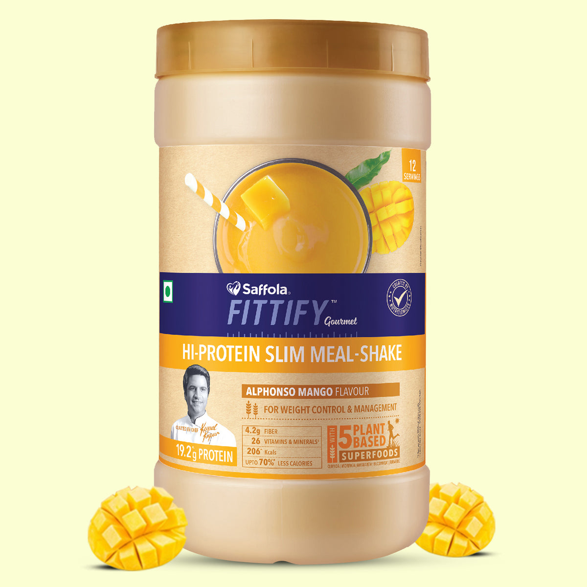 Saffola Fittify Hi-Protein Slim Meal Shake - Alphonso Mango - Pack of 1 - 420g