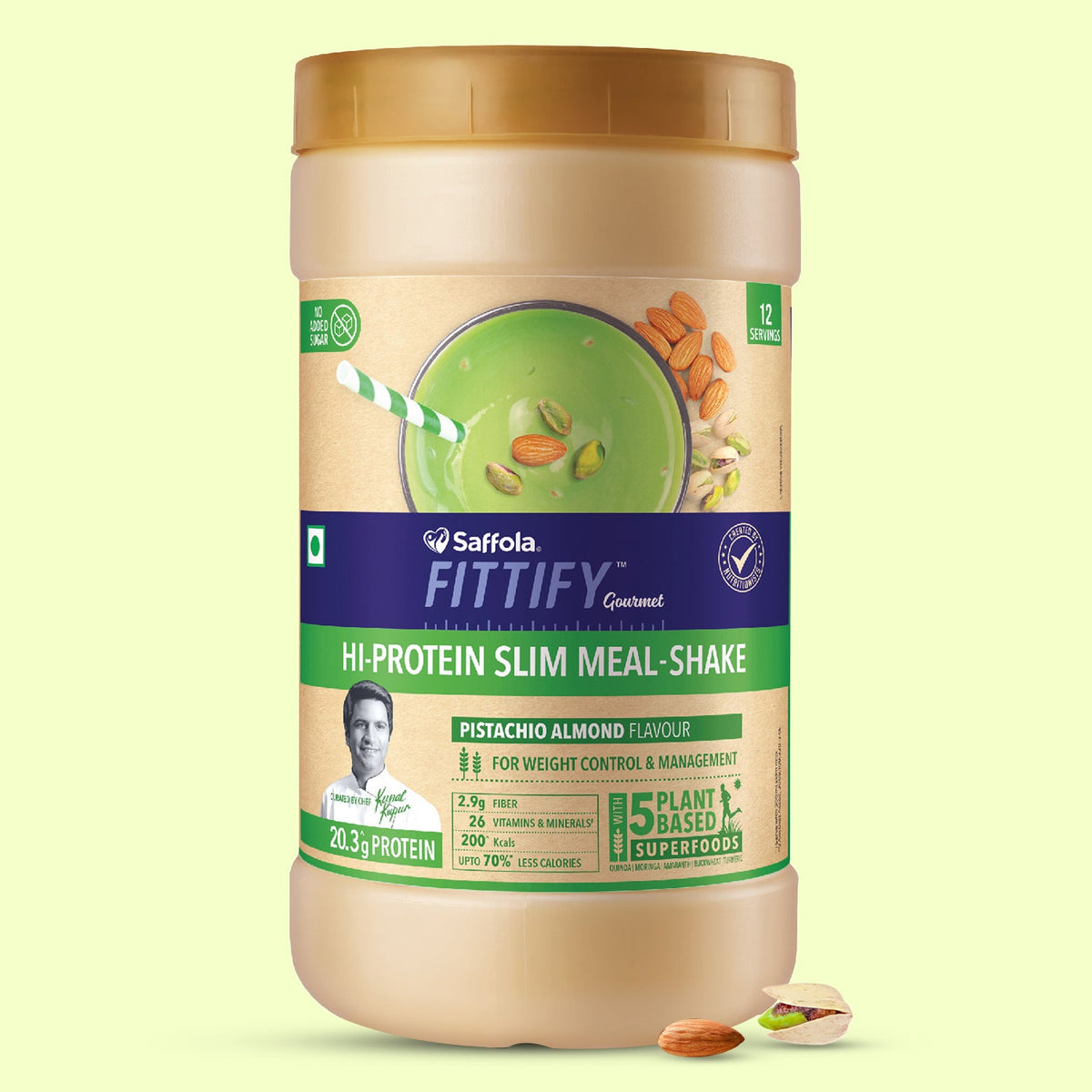 [CRED] Saffola Fittify Hi-Protein Slim Meal Shake - Pistachio Almond - Pack of 1 - 420g