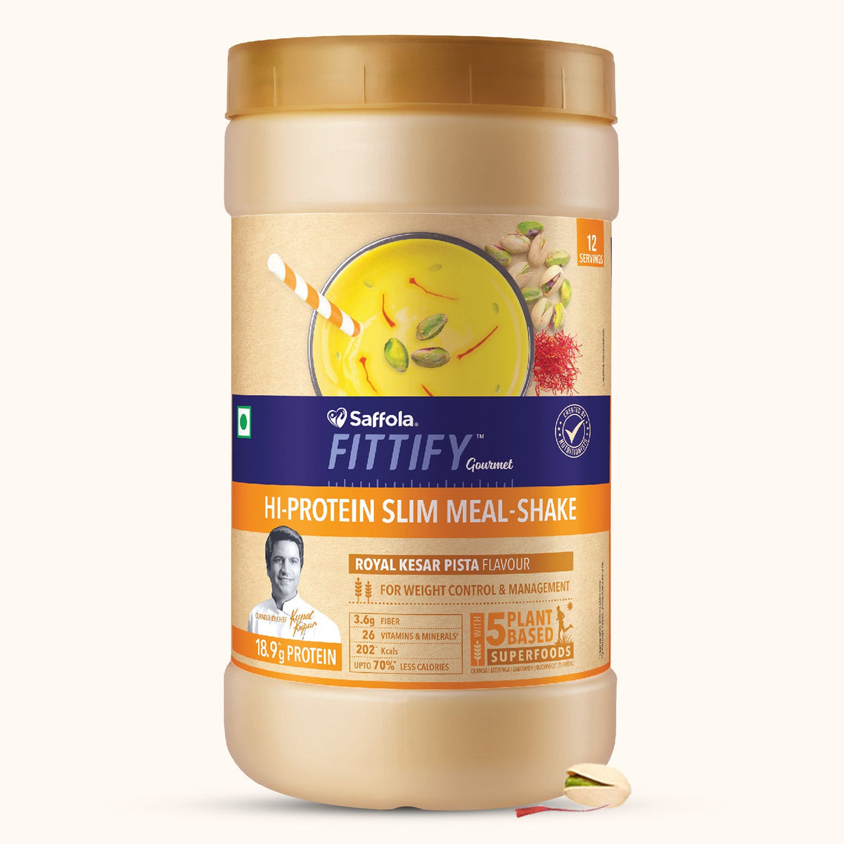 [CRED] Saffola Fittify Hi-Protein Slim Meal Shake - Royal Kesar Pista - Pack of 1 - 420g