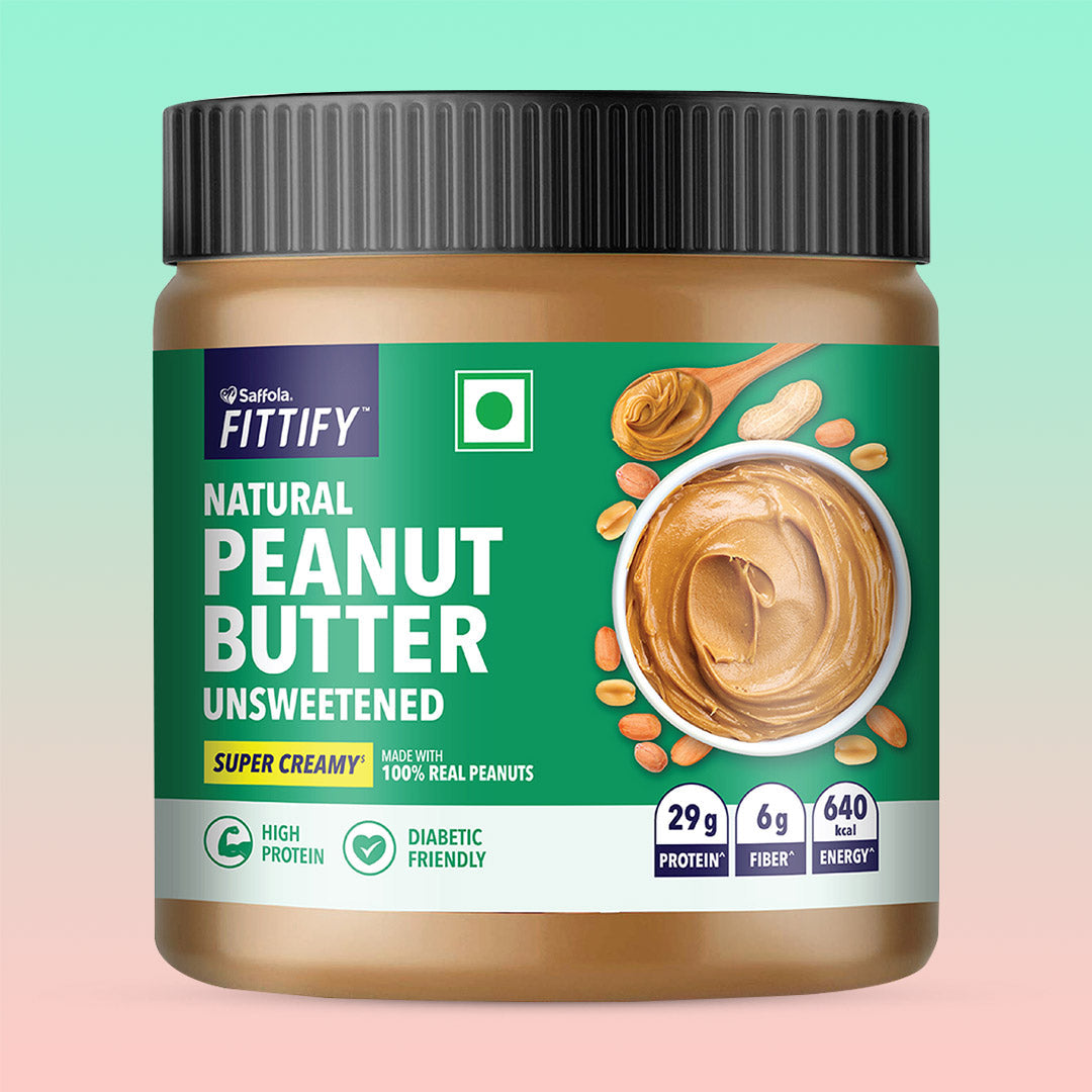 Saffola Fittify Natural - Unsweetened - Peanut Butter (Pack of 2)
