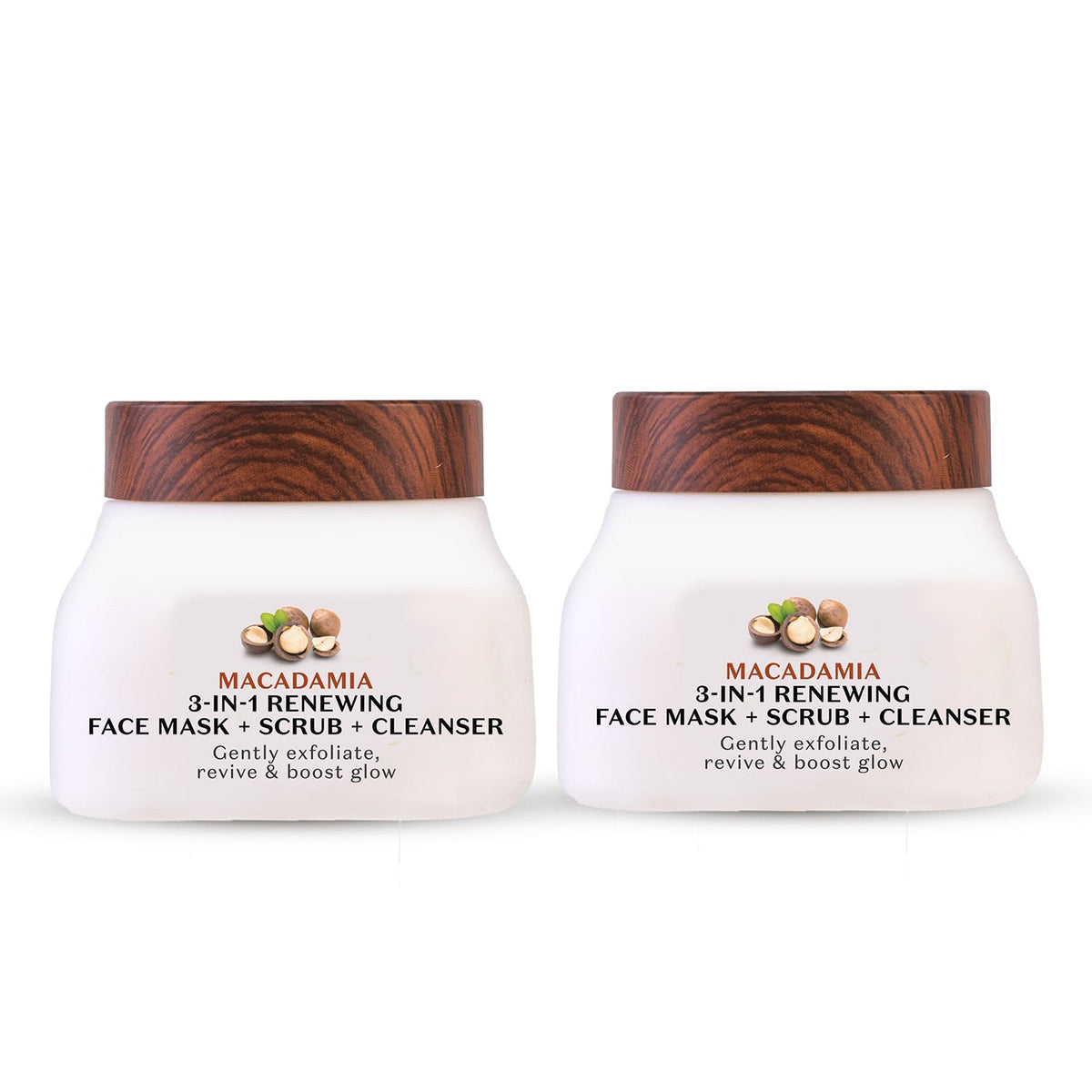 [CRED] Macadamia 3 in 1 Renewing Face Mask, Scrub & Cleanser Combo | Pack of 2 | 280ml