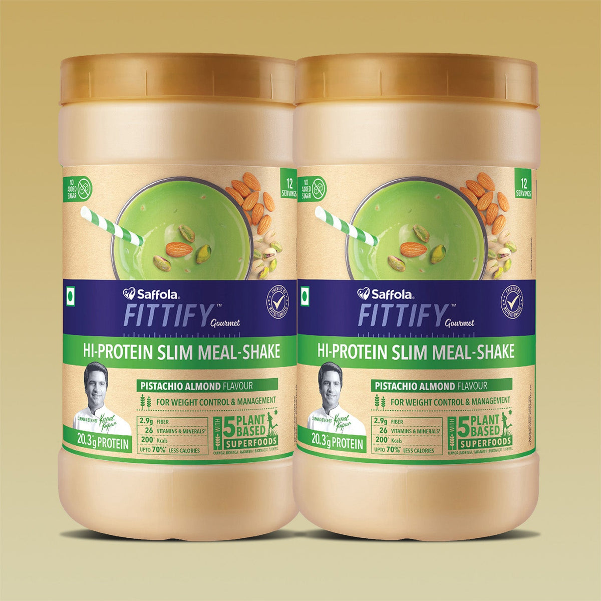 [CRED] Saffola Fittify Hi-Protein Slim Meal Shake - Pistachio Almond - BOGO - 840g
